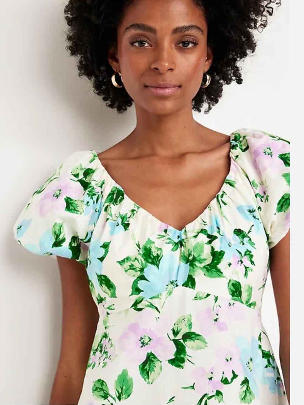 Old Navy V-Neck Mini Swing Dress Floral Print Size Small White Purple Green